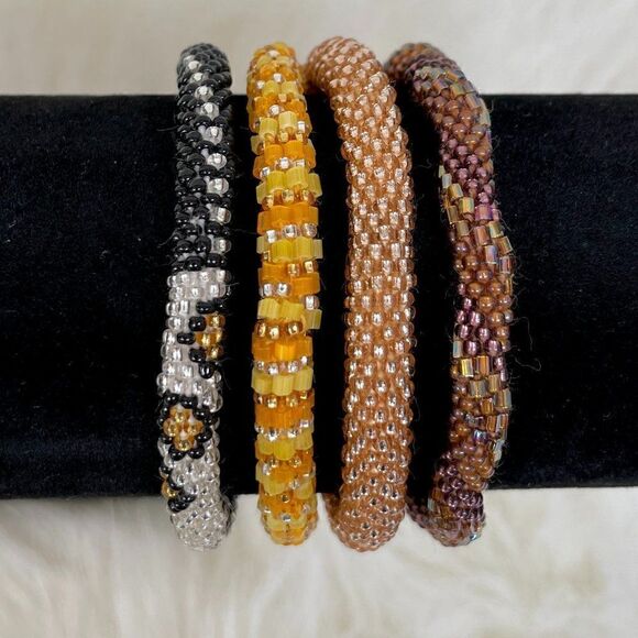 HAND CRAFTED in Nepal Beaded Bracelets (set of 4) #312 - Picture 4 of 5